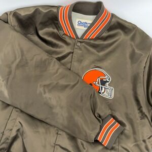 Vintage Chalk Line Cleveland Browns Satin Bomber Jacket Mens L Brown NFL 80s